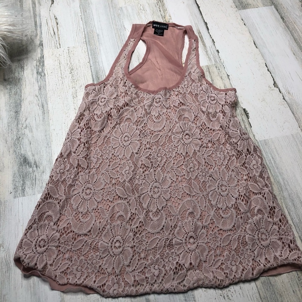 Wet Seal Lace pink tank top size small